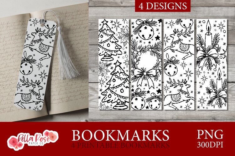 Christmas Doodle Coloring | Christmas Printable Bookmarks example image 1