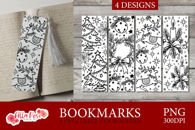 Christmas Doodle Coloring | Christmas Printable Bookmarks