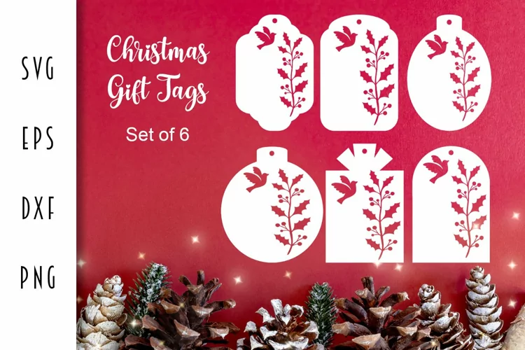 Christmas Gift Tags SVG - Holly & Christmas Dove