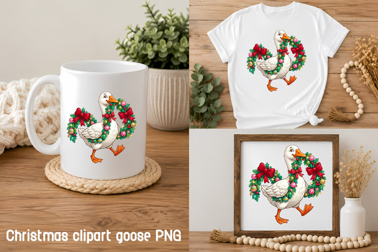 Christmas Goose Garland PNG Holiday Clipart example image 1