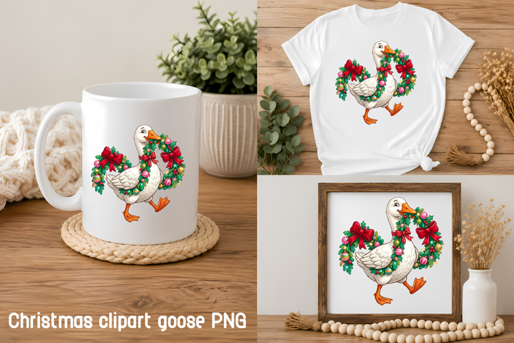 Christmas Goose Garland PNG Holiday Clipart