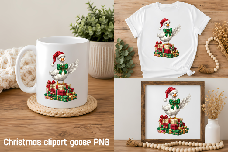 Christmas Goose Gifts PNG Holiday Clipart