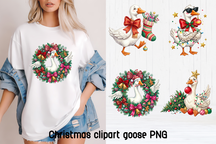 Funny Christmas Goose PNG Clipart