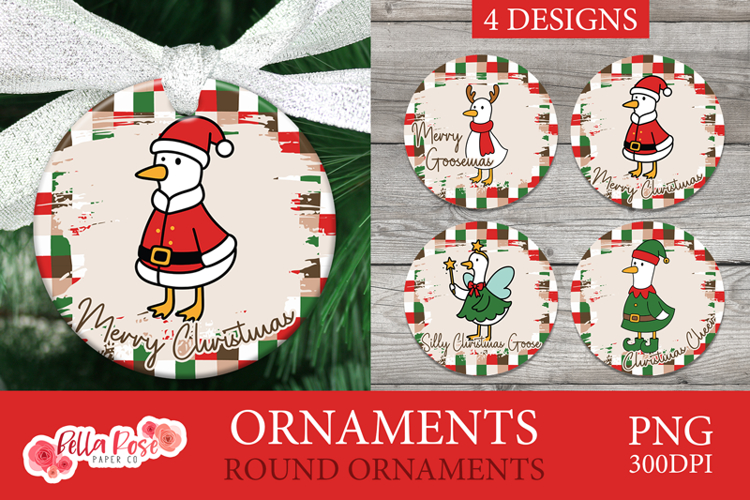 Holiday Goose | Christmas | Round Christmas Ornaments