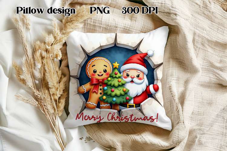 Christmas Cute Gingerbread Man Pillow Sublimation