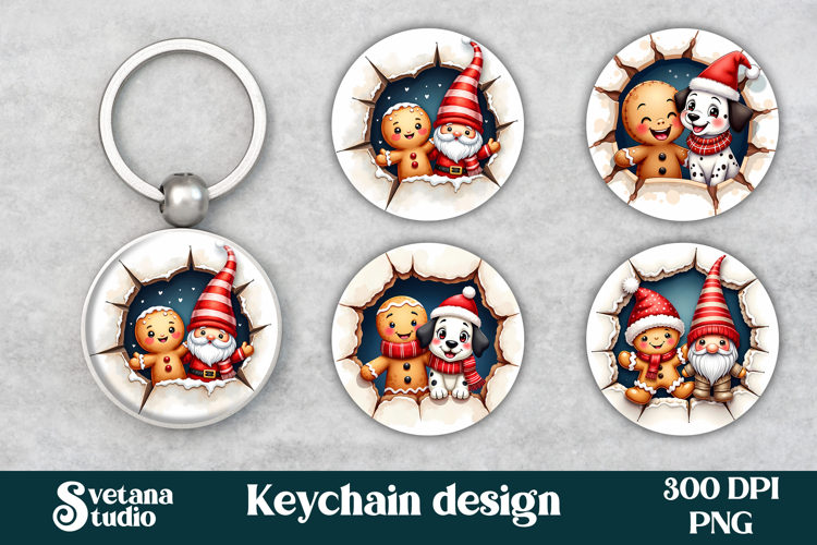 Cute gingerbread man keychain | Christmas keychain PNG