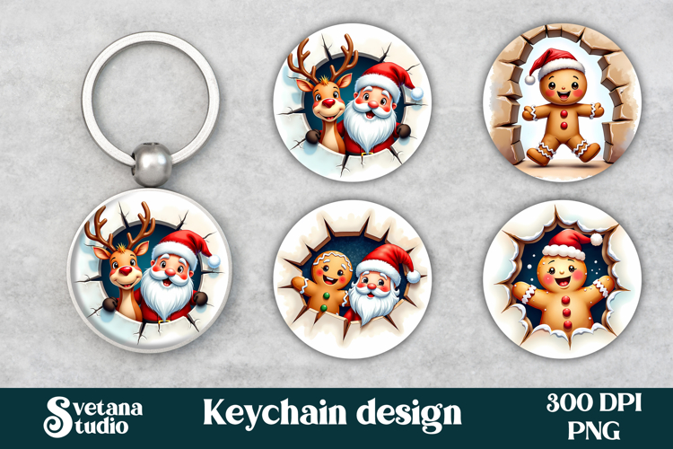 Cute gingerbread man keychain | Christmas keychain PNG