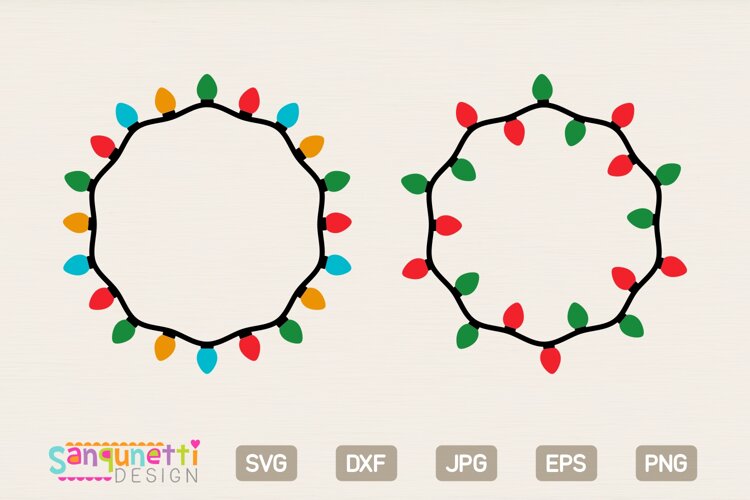 Christmas Light Frame SVG, Holiday lights monogram example image 1