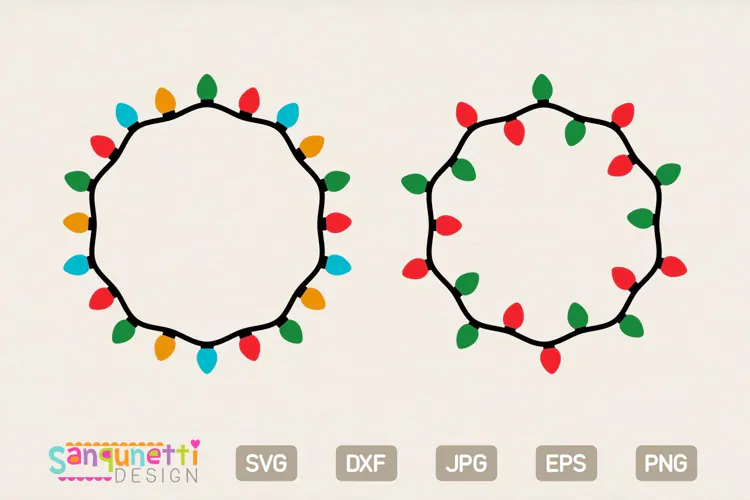 Christmas Light Frame SVG, Holiday lights monogram