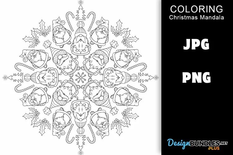 Christmas Mandala Coloring Page - Christmas Gnomes