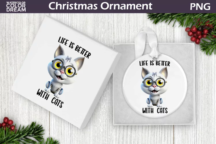 Cat Christmas Ornament | Cat Quote Sublimation Design