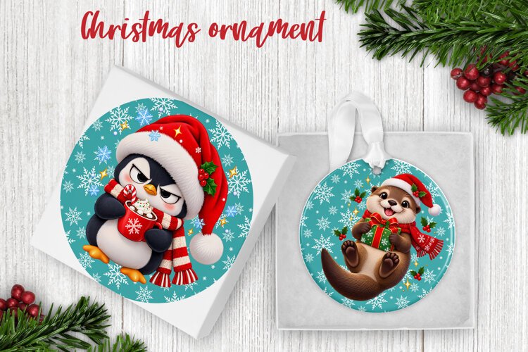 Cute Christmas Animals Ornament PNG example image 1