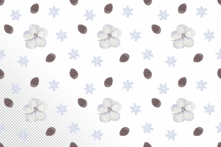Christmas Seamless Pattern with Cones and Cotton