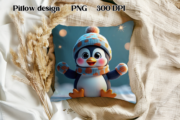 Christmas pillow sublimation | Christmas cute penguin slate