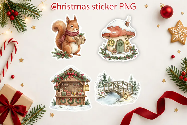 Cozy Woodland Christmas Sticker Printable