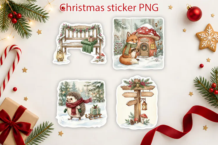 Cozy Woodland Christmas Animal Stickers Printable