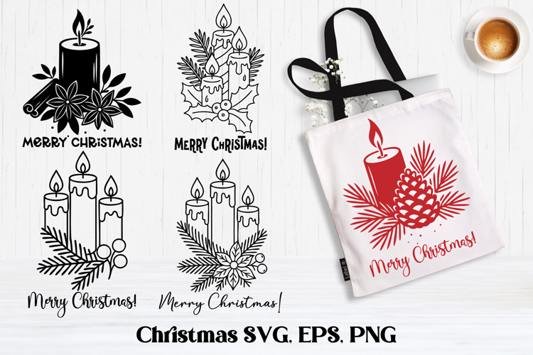 Christmas candle SVG design | Merry Christmas SVG