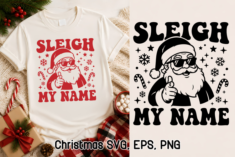 Funny Santa Sleigh My Name Christmas SVG