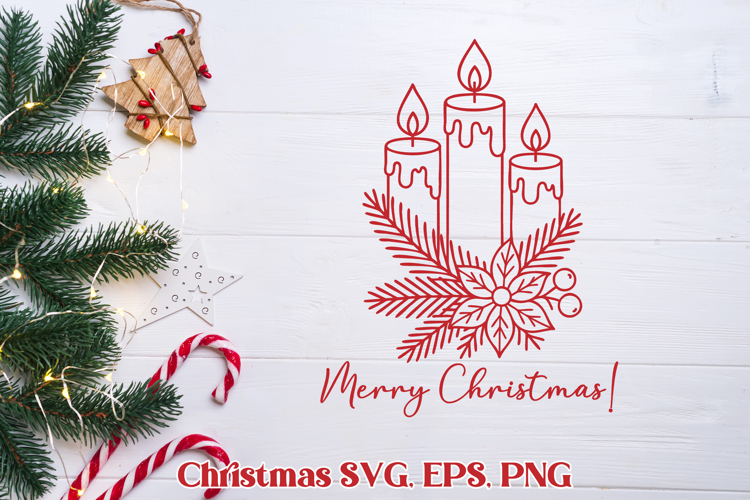 Christmas candle SVG design | Merry Christmas SVG
