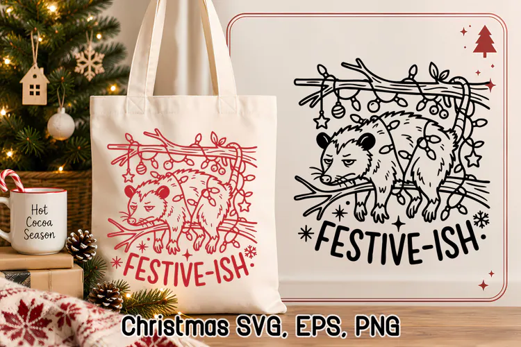 Funny Christmas opossum SVG design | Christmas Animal SVG