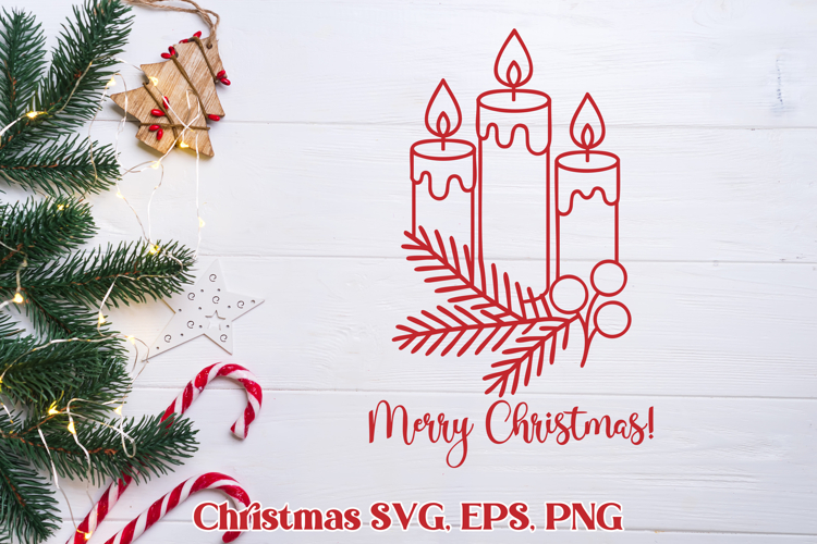 Christmas candle SVG design | Merry Christmas SVG