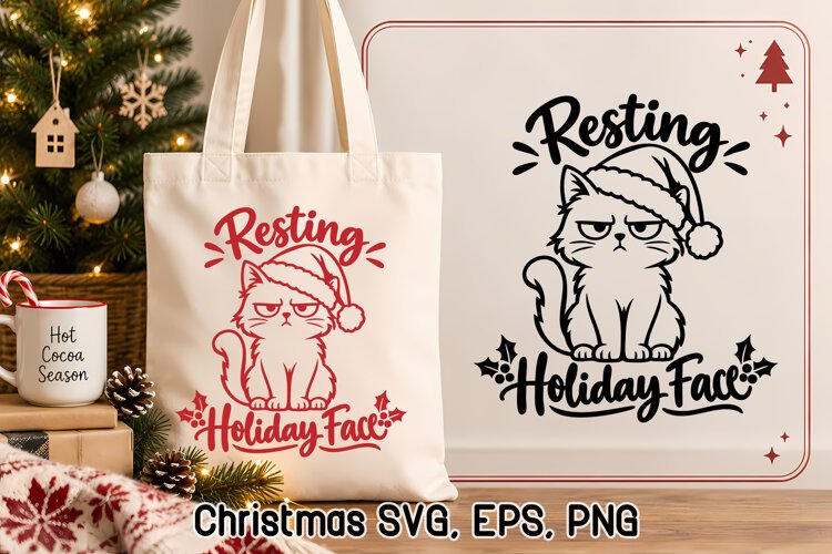 Funny Christmas cat SVG design | Christmas Animal SVG example image 1