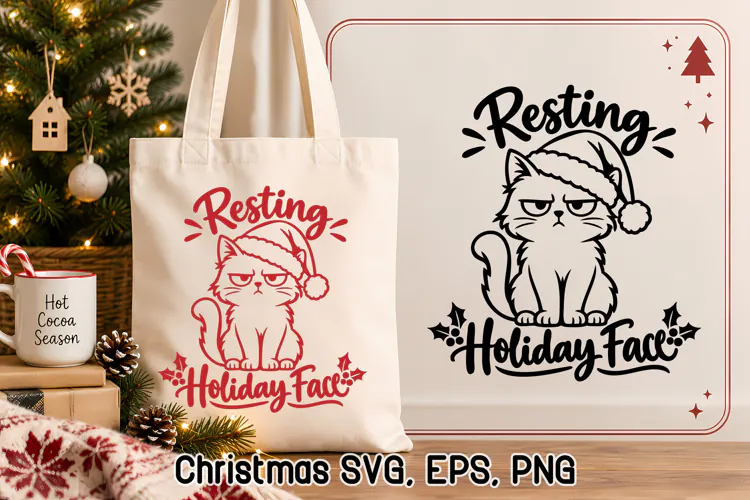 Funny Christmas cat SVG design | Christmas Animal SVG