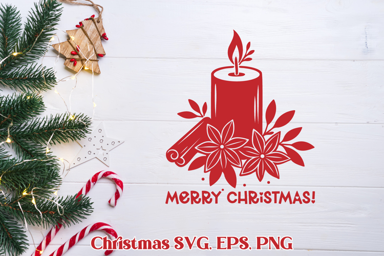 Christmas candle SVG design | Merry Christmas SVG