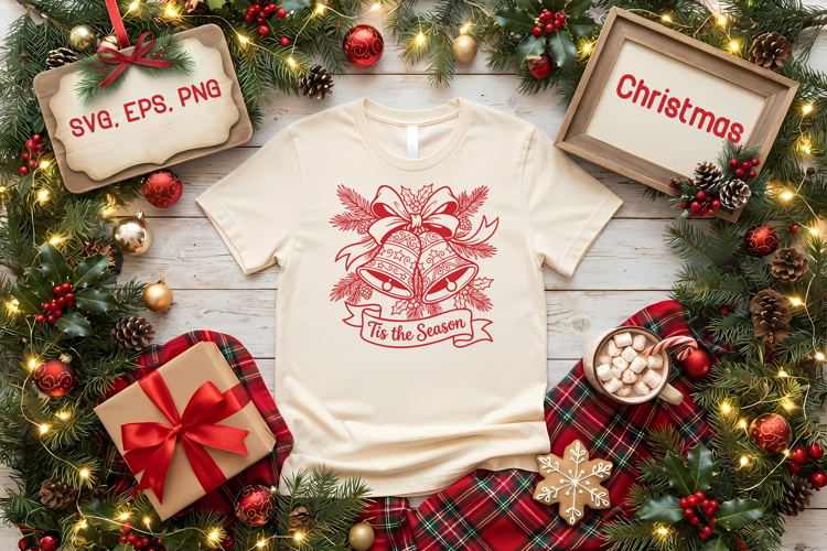 Tis the Season SVG | Christmas Bells Vintage Design