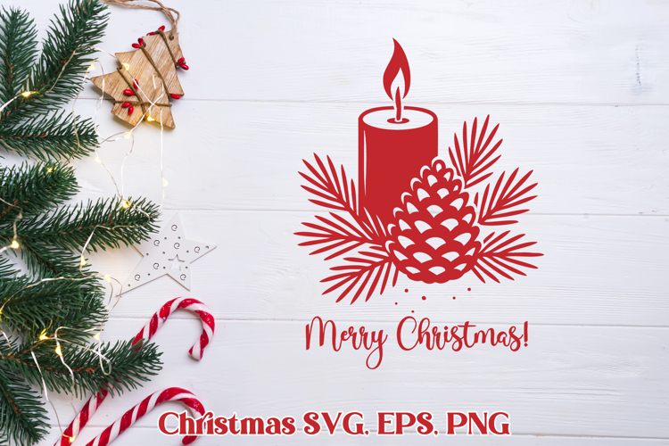 Christmas candle SVG design | Merry Christmas SVG