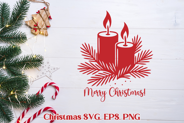 Christmas candle SVG design | Merry Christmas SVG