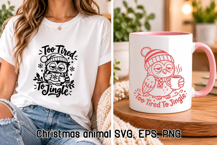 Funny Christmas Owl SVG Design | Christmas Animal SVG
