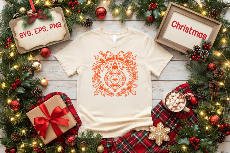 Vintage Christmas Ornament SVG | Holiday Bauble Design