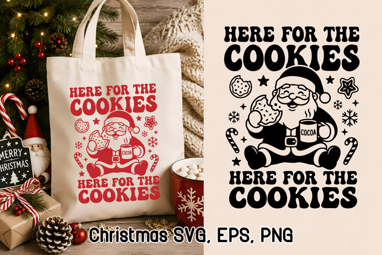 Here for the Cookies Funny Santa Christmas SVG example image 1