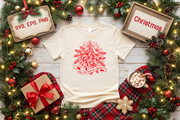 Meet Me Under the Mistletoe SVG | Vintage Christmas Design