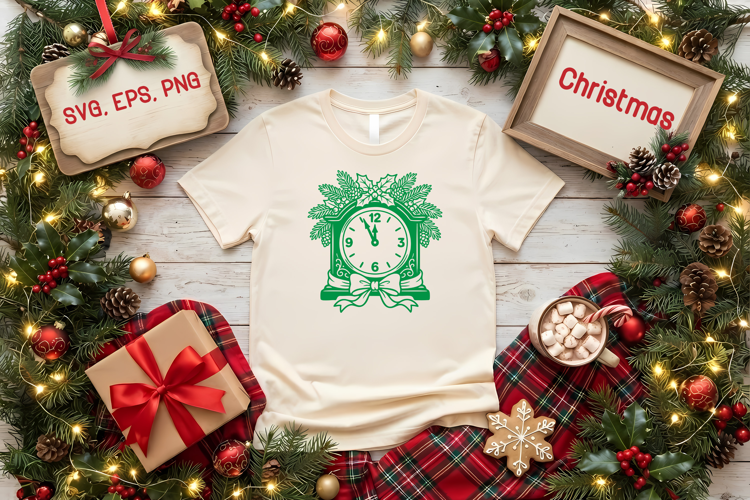 Vintage Christmas Clock SVG | Holiday Clock Design