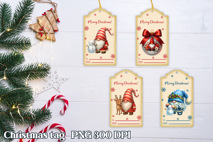 Christmas tags printable | Christmas gnome gift tag PNG