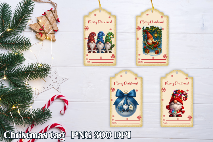 Christmas tags printable | Christmas gnome gift tag PNG
