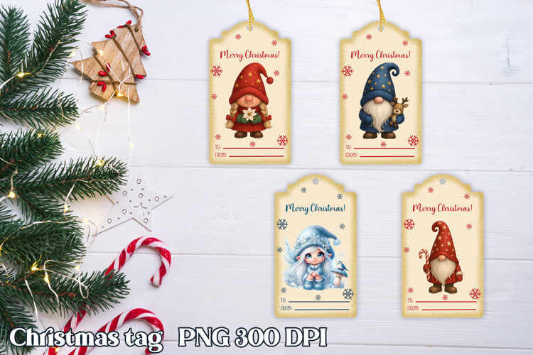 Christmas tags printable | Christmas gnome gift tag PNG