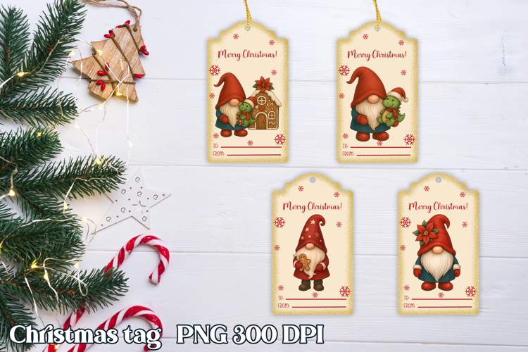 Christmas tags printable | Christmas gnome gift tag PNG
