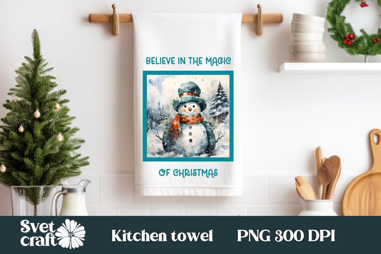 Christmas snowman kitchen towel | Towel PNG design