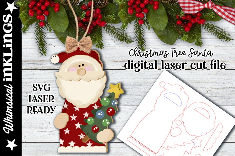 Christmas Tree Santa SVG For Laser Cutting example image 1