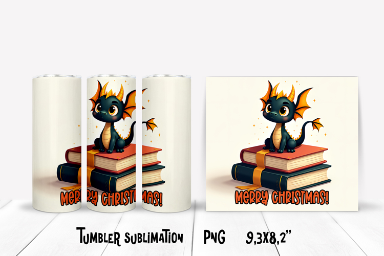 Christmas tumbler PNG | Christmas dragon tumbler sublimation