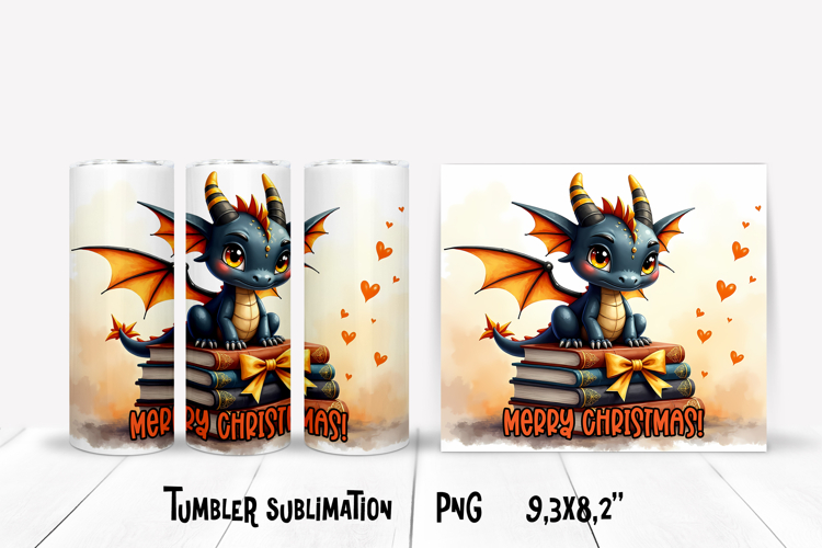Christmas tumbler PNG | Christmas dragon tumbler sublimation