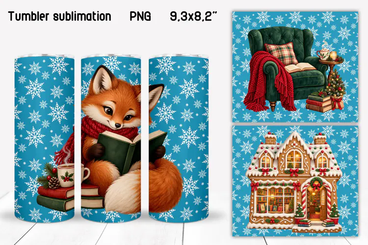 Cute Christmas Animal Tumbler PNG