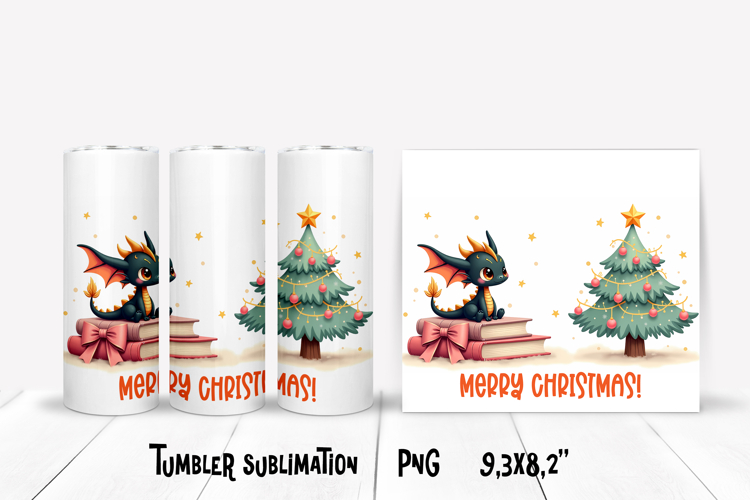 Christmas tumbler PNG | Christmas dragon tumbler sublimation