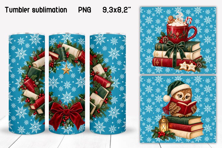 Christmas Book Lover Tumbler Sublimation example image 1