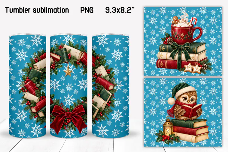 Christmas Book Lover Tumbler Sublimation