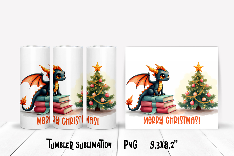 Christmas tumbler PNG | Christmas dragon tumbler sublimation