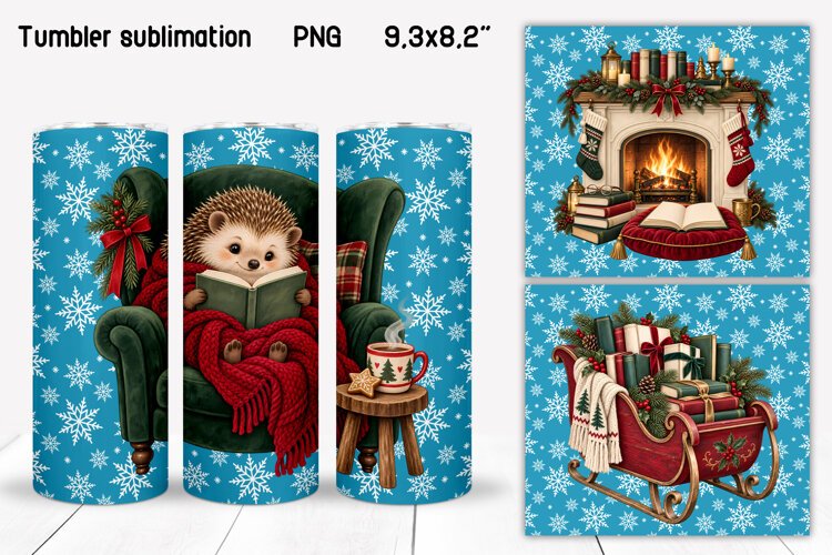 Cozy Winter Animal Tumbler PNG example image 1